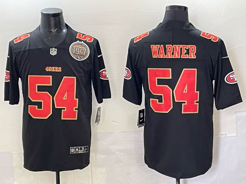 Men San Francisco 49ers #54 Warner Black gold Nike Limited NFL 2025 Jersey style 06